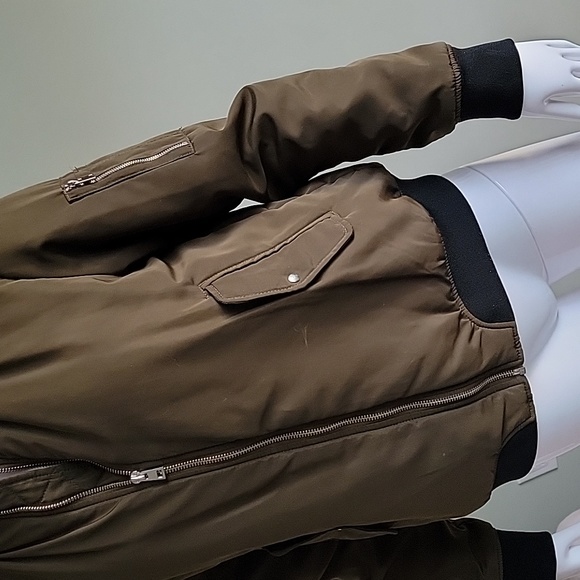 Zara TRF Outerwear Women’s  Olive Nylon Bomber Jacket Full Zip. Size Medium - Picture 5 of 14